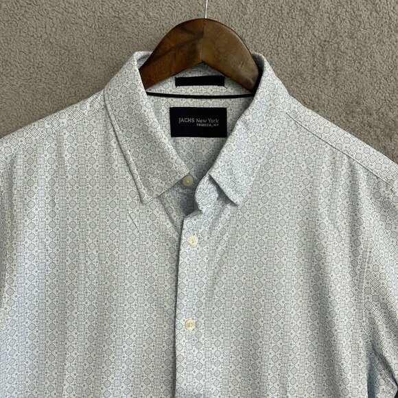 NEW Jachs New York Men's L Short Sleeved Button Up Shirt Pattern Stretch - Picture 7 of 8